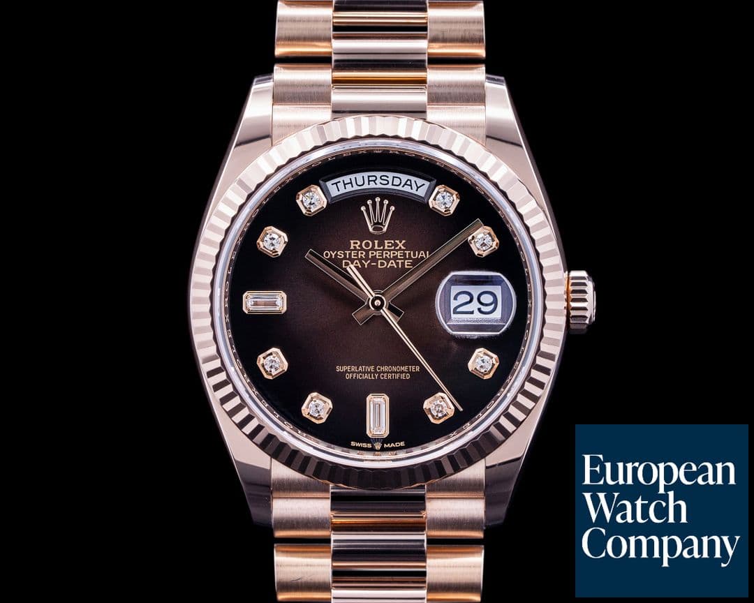 Image of Rolex Day Date President 128235 "Brown Ombre" Fume Diamond Dial 2021