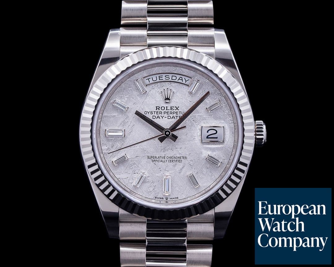 Image of Rolex Day Date 228239 President 18K White Gold Meteorite Baguette Dial