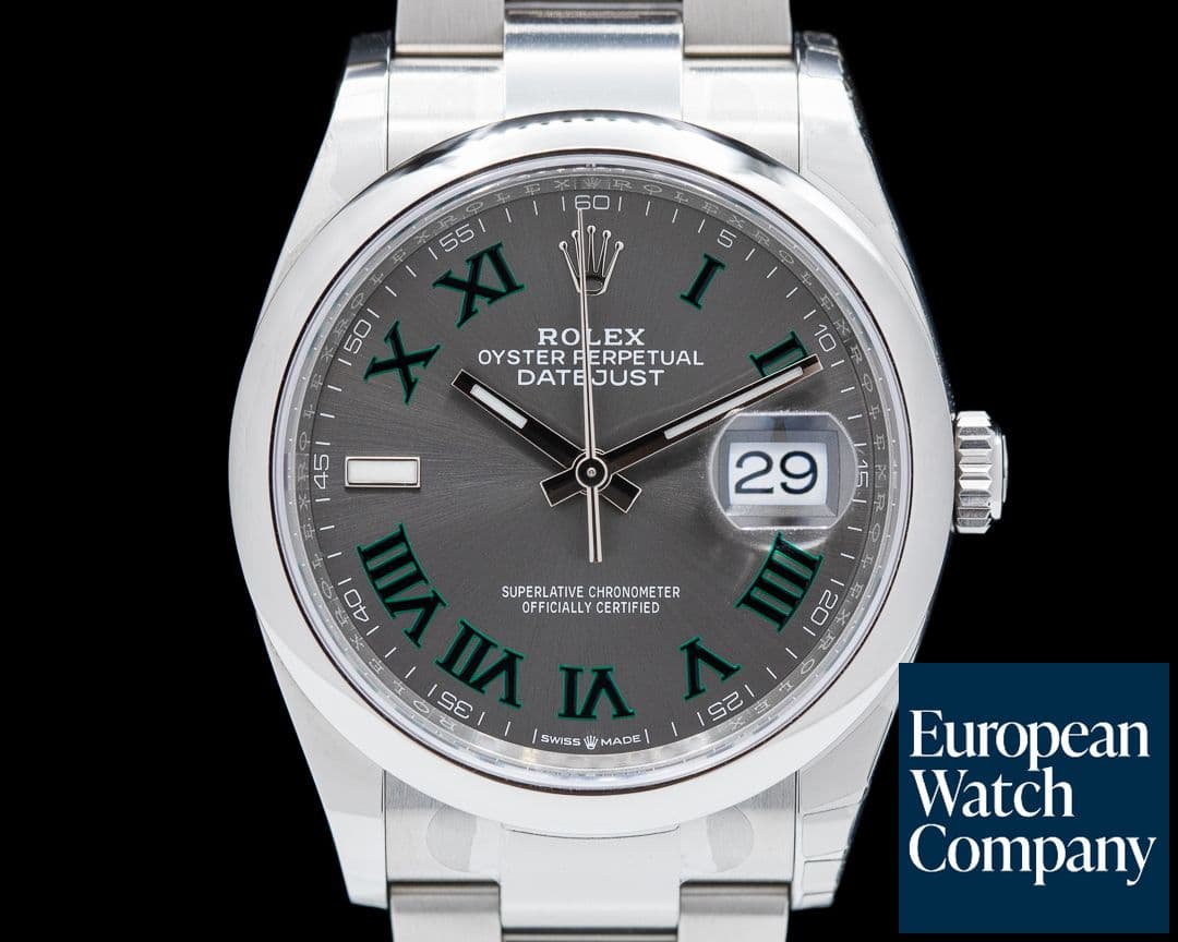 Image of Rolex Datejust 36 126200 Wimbledon Roman Dial SS/Oyster 2022 UNWORN