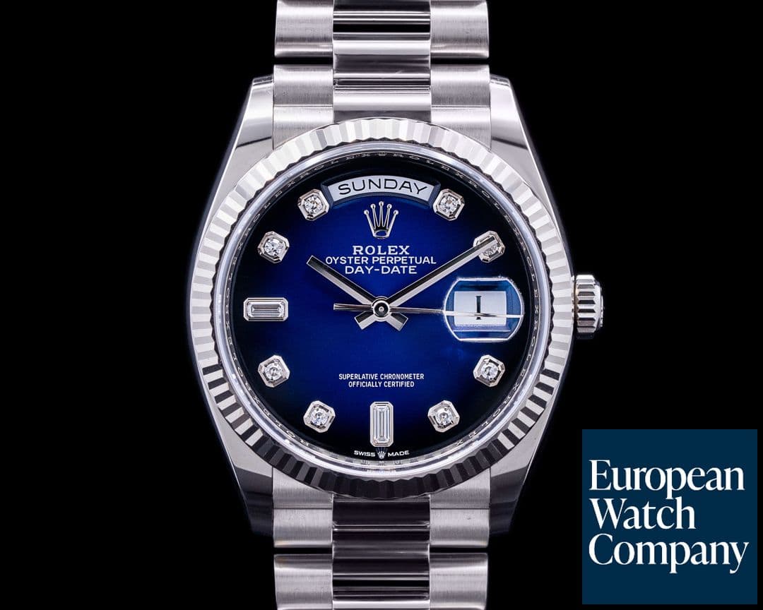 Image of Rolex Day Date President 128239 "Blue Ombre" Fume Diamond Dial 2021
