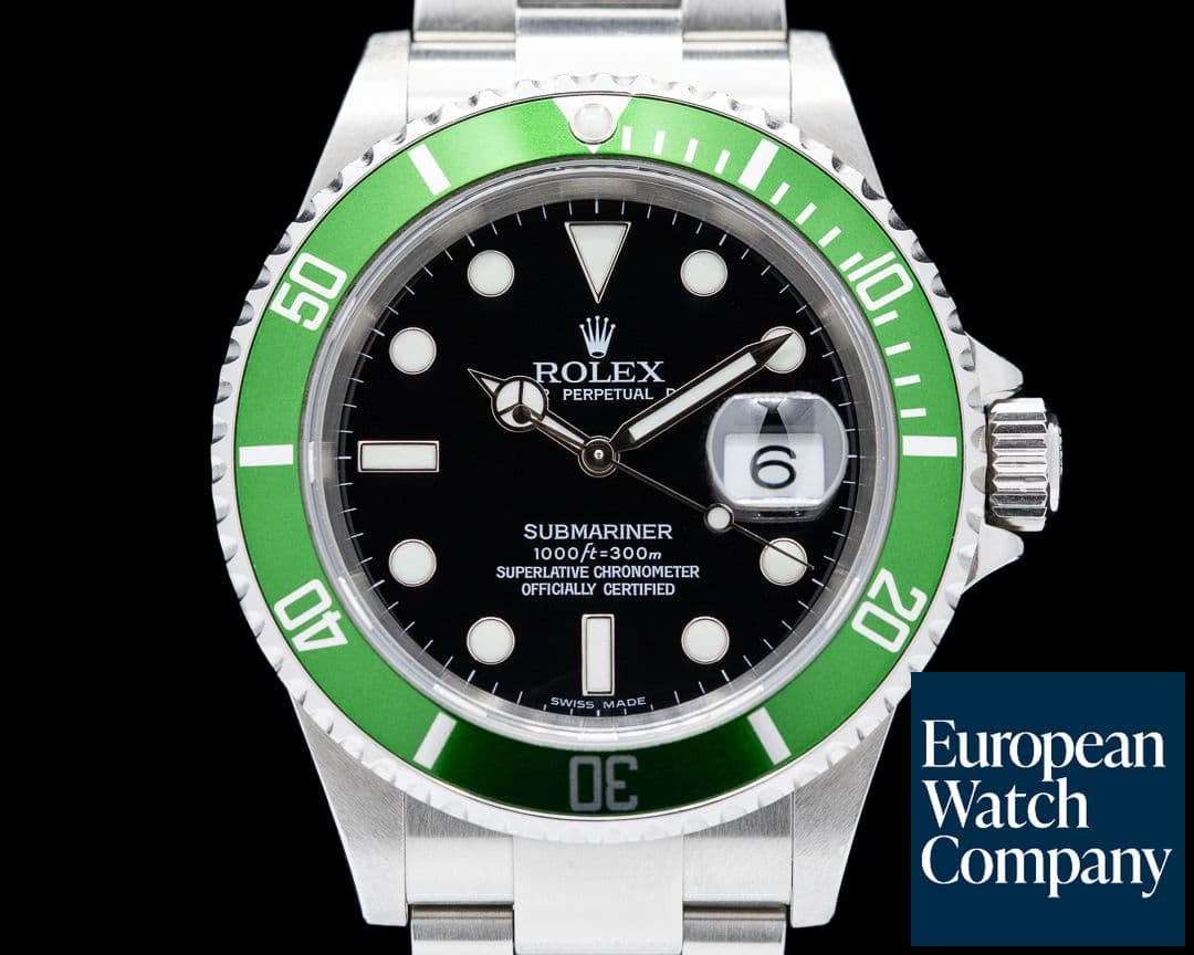 Image of Rolex Submariner 50th Anniversary 16610LV SS Green Bezel Mark III dial