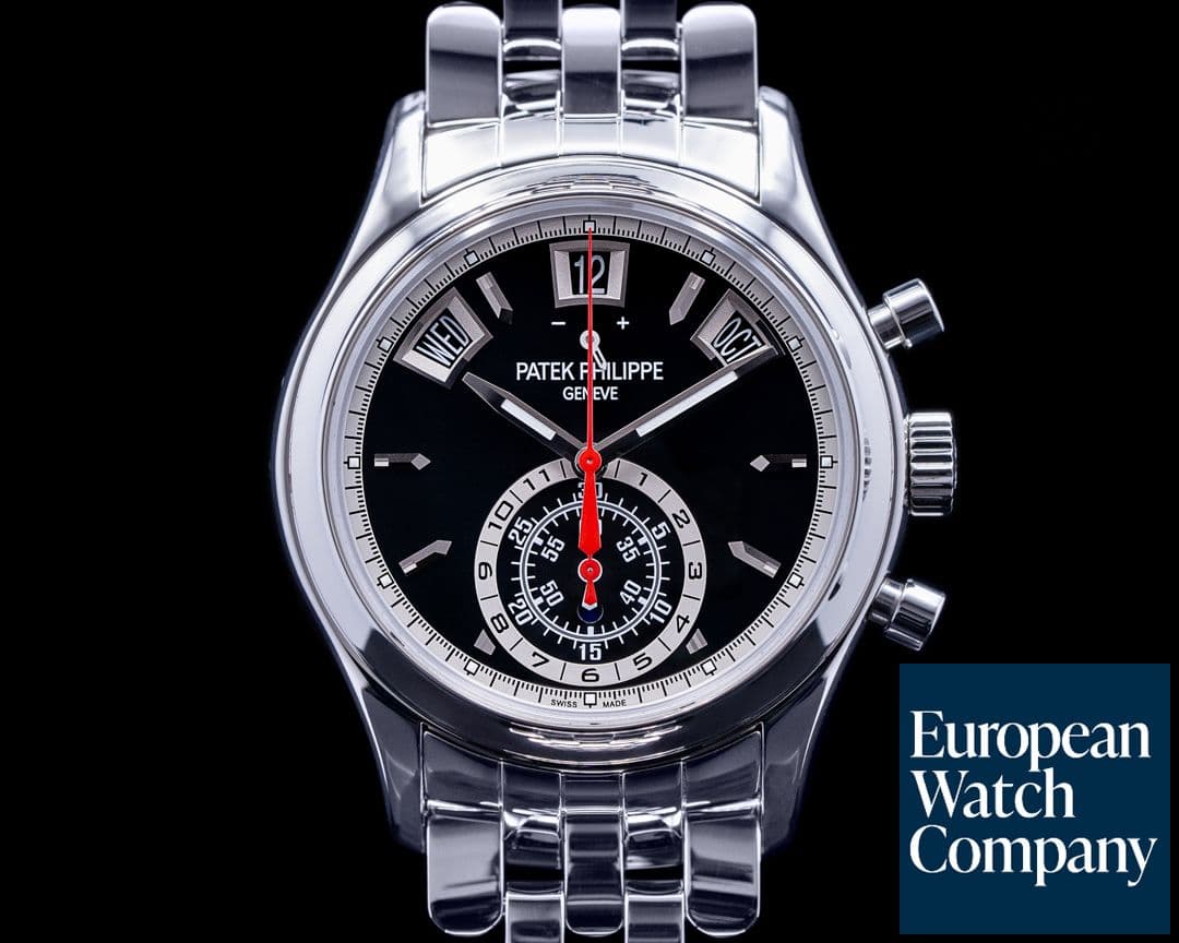 Image of Patek Philippe Annual Calendar 5960/1A-010 Black Dial Chronograph SS RARE