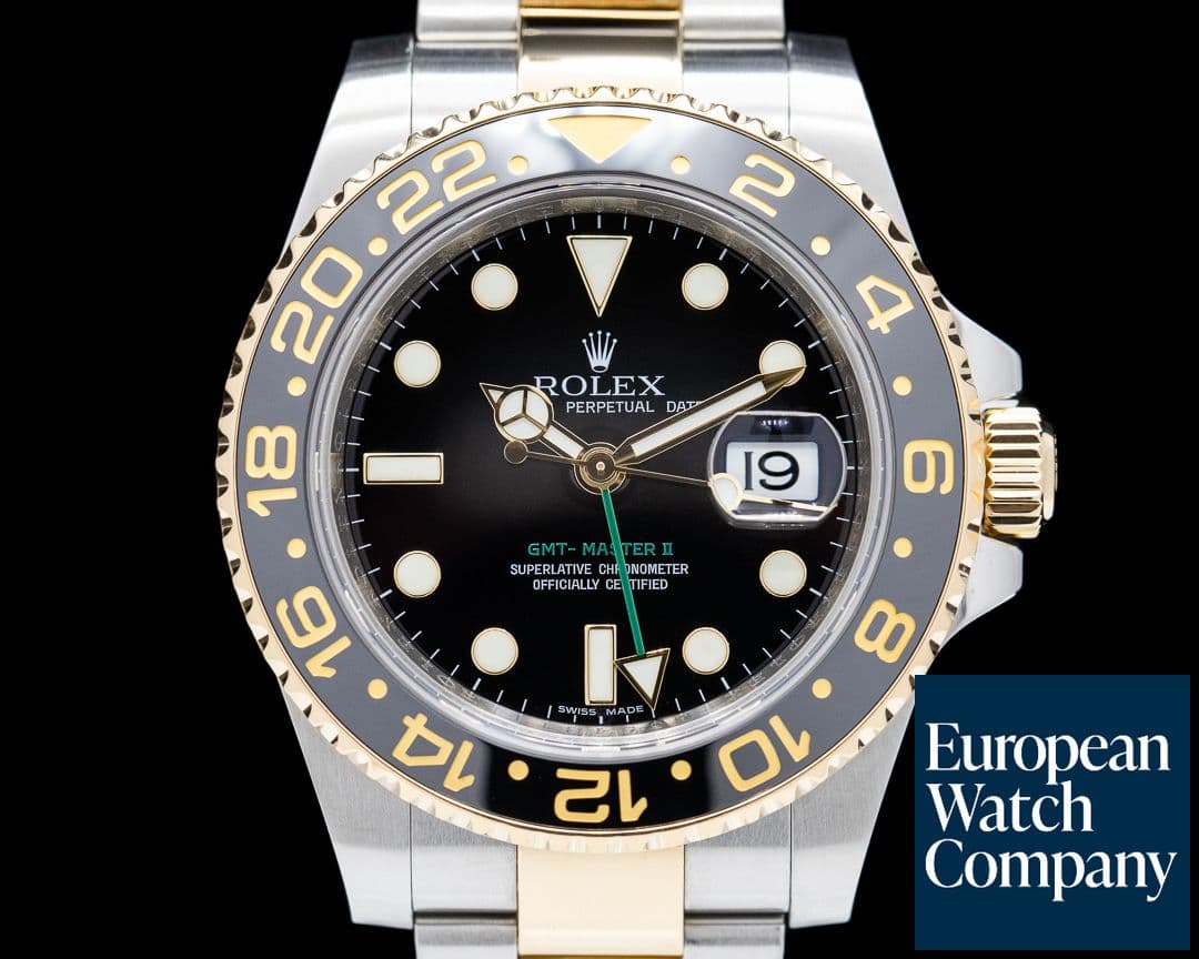 Image of Rolex GMT Master II 116713LN  SS / 18K Yellow Gold Black Dial 
