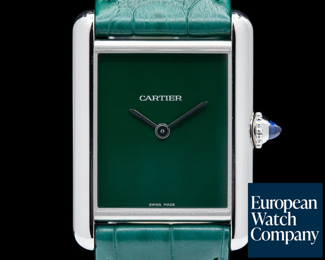 Image of Cartier Tank Must Watch SS Large GREEN UNWORN