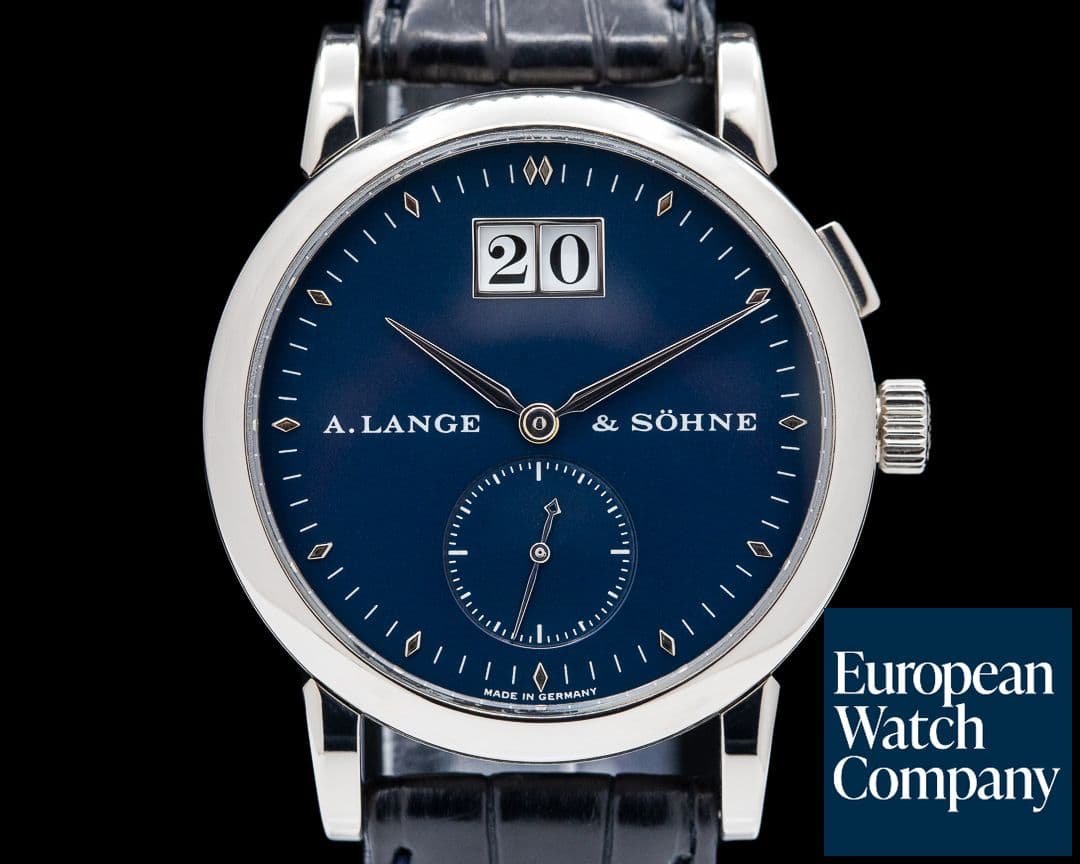 Image of A. Lange and Sohne Saxonia 105.027 White Gold Blue Dial FULL SET RARE