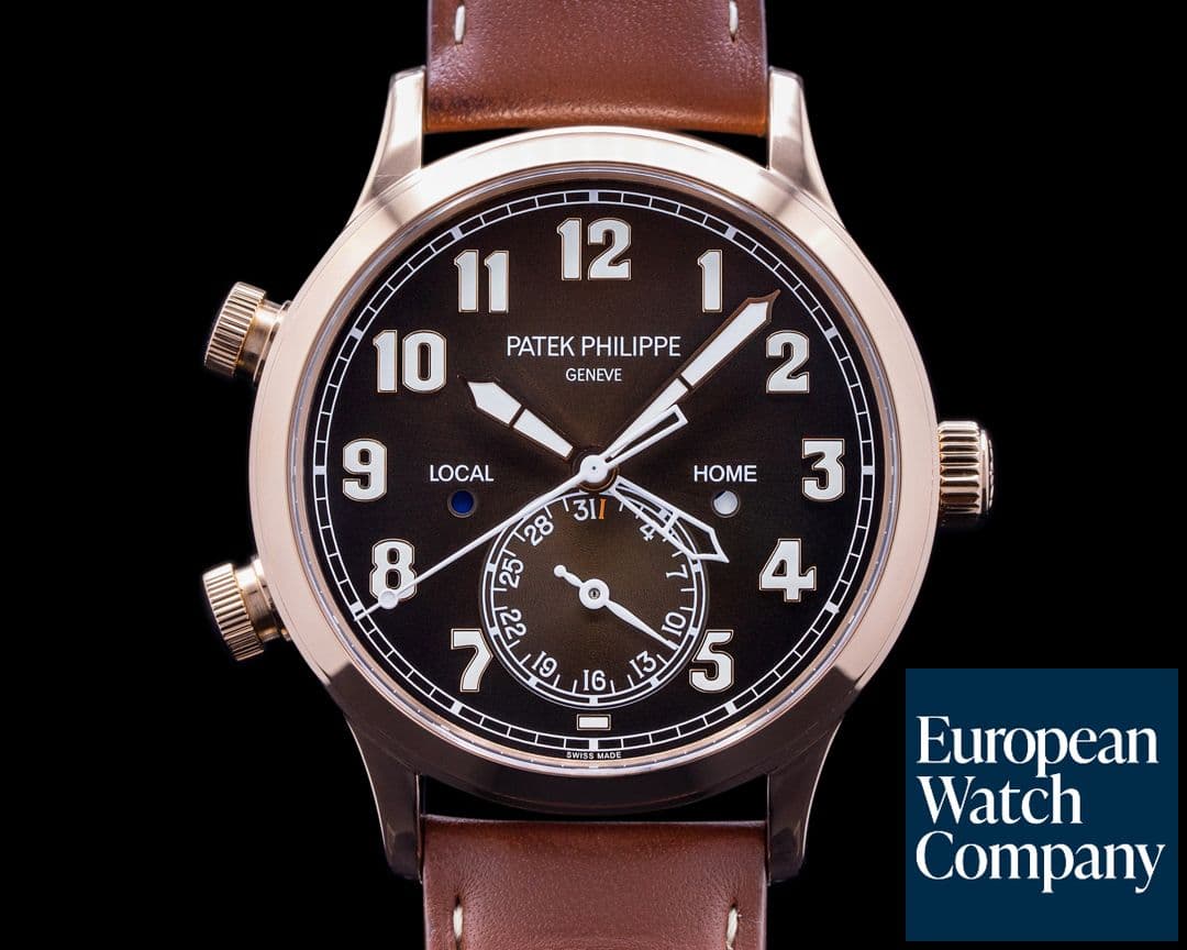 Image of Patek Philippe Calatrava 5524R Pilot Travel Time 18k Rose Gold