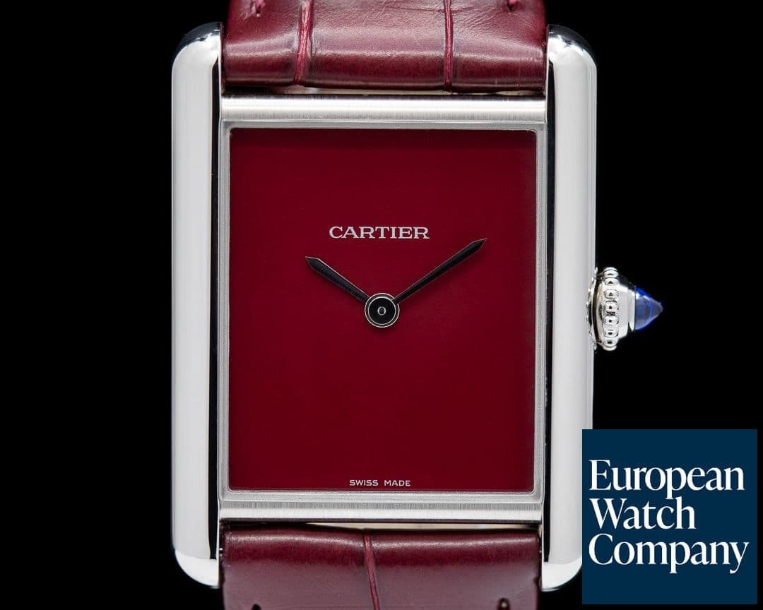 Image of Cartier Tank Must Watch SS Large RED UNWORN
