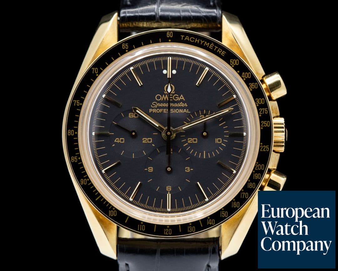 Image of Omega Speedmaster Yellow Gold / Strap Black Dial RARE