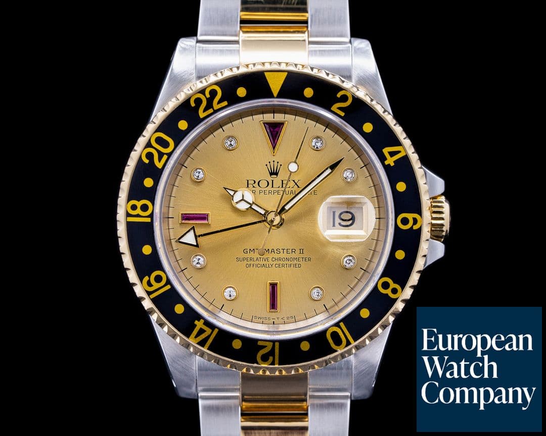 Image of Rolex GMT Master II 16713 Champagne Serti Dial 18K / SS