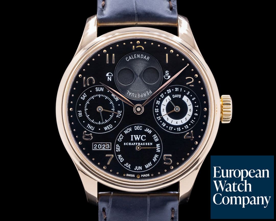 Image of IWC Portuguese Perpetual Calendar 18K Rose Gold Black Dial