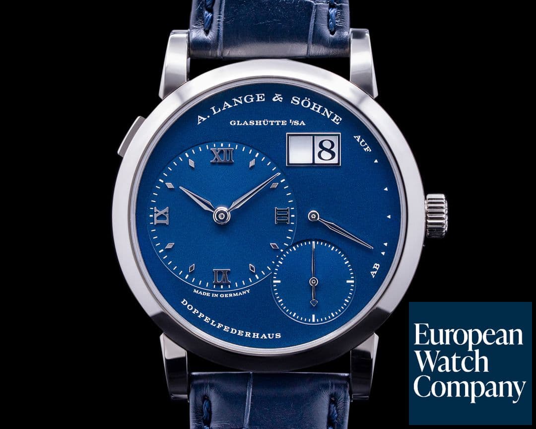 Image of A. Lange and Sohne Lange 1 191.028 Blue Dial 18k White Gold DISCONTINUED RARE