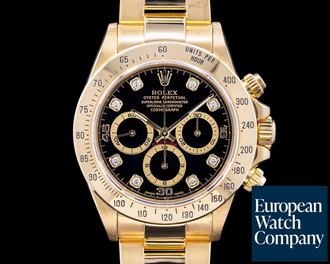 Image of Rolex 1995 Zenith Daytona Black Diamond Dial 18K PUNCHED PAPERS 