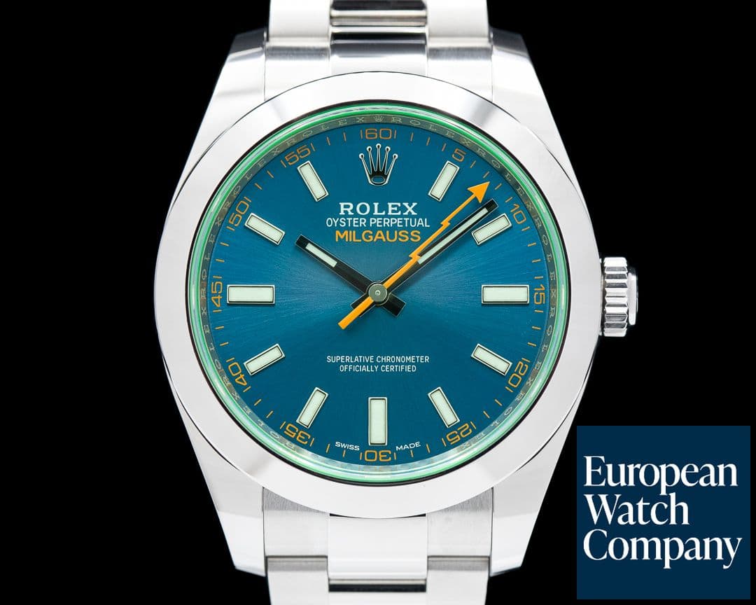 Image of Rolex Milgauss Blue Dial Green Crystal 2022