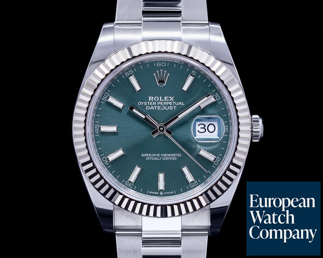 Image of Rolex Datejust 41 Green Stick Dial SS / Oyster