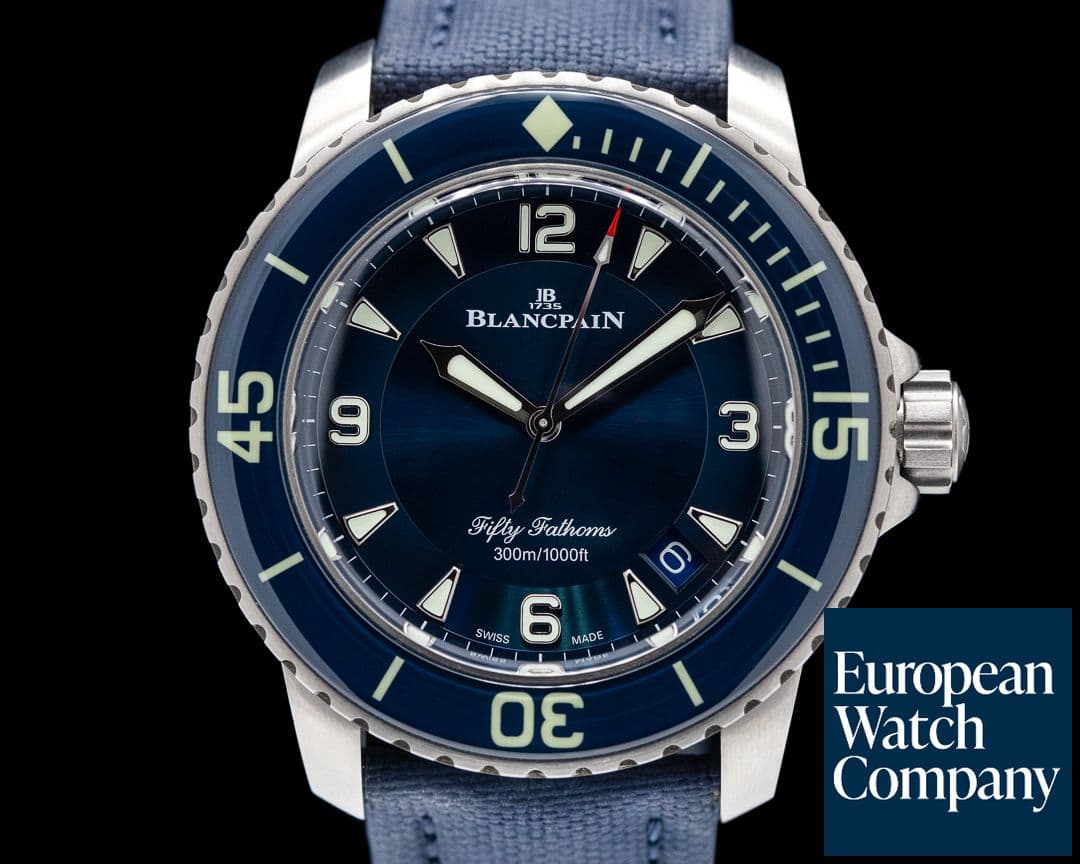 Image of Blancpain Fifty Fathoms / Blue Dial Titanium case with Sail cloth 2022