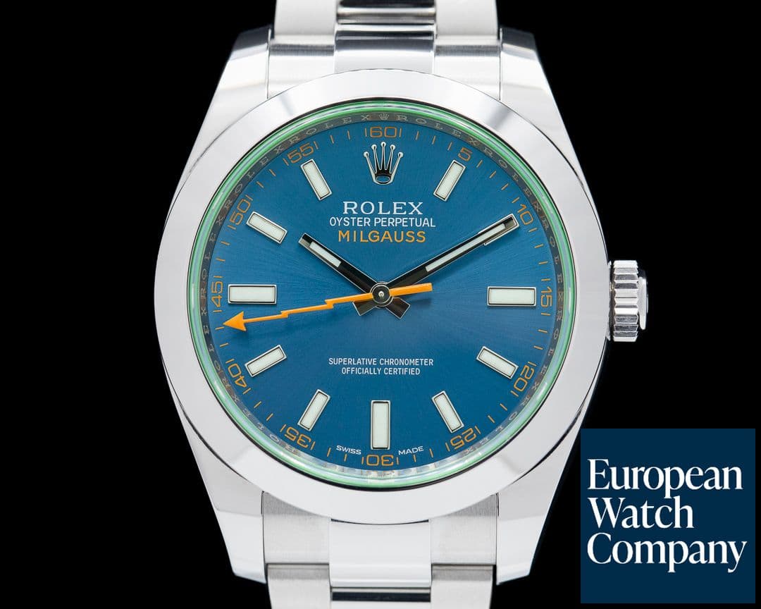 Image of Rolex Milgauss Blue Dial Green Crystal