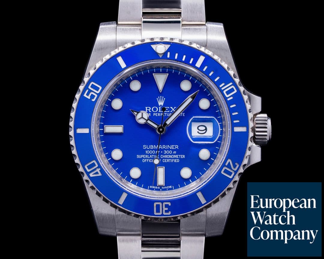 Image of Rolex Submariner SMURF Date 116619LB 18K White Gold Blue Dial 