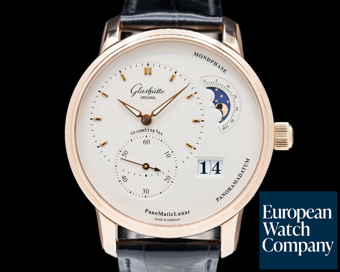 Image of Glashutte Original PanoMaticLunar Silver Dial 18K Rose Gold