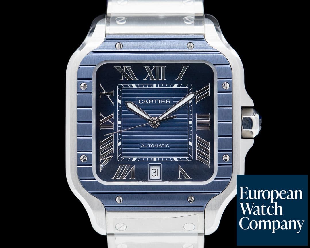 Image of Cartier Santos Large SS / SS Blue Dial Blue Bezel Automatic 2022 UNWORN