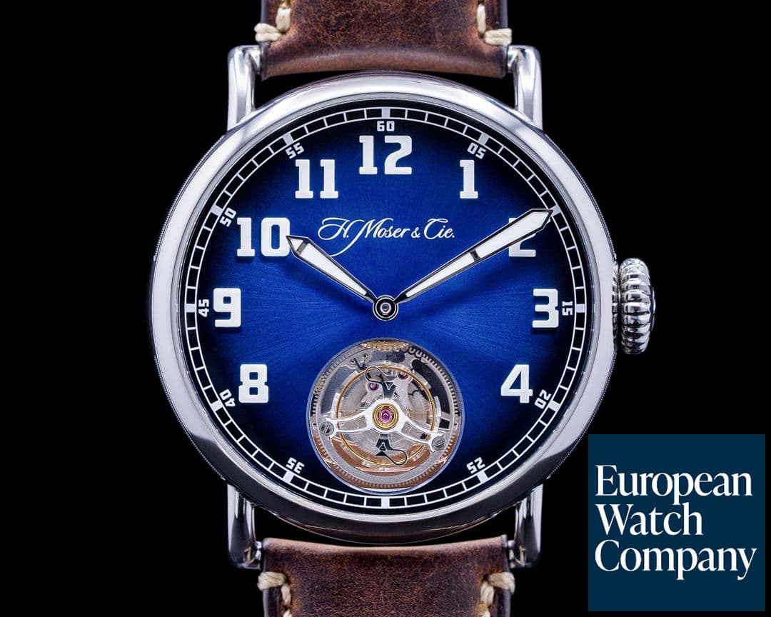 Image of H. Moser and Cie. Heritage Tourbillon Funky Blue Fume/Steel