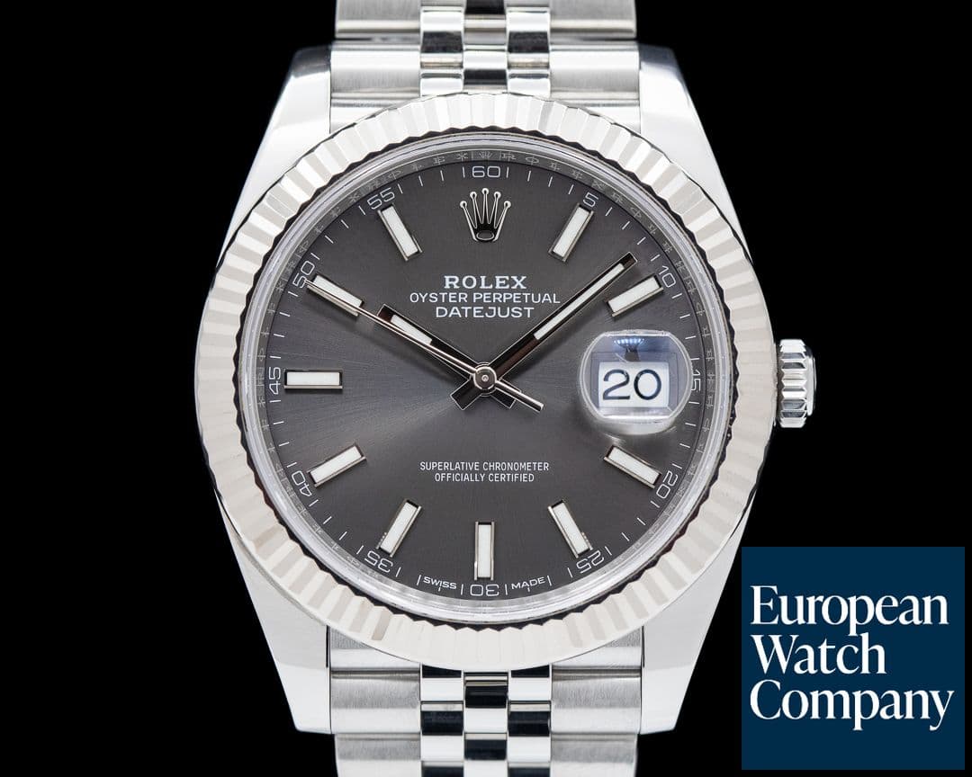 Image of Rolex Datejust 41 Dark Rhodium Stick Dial SS / Jubilee 