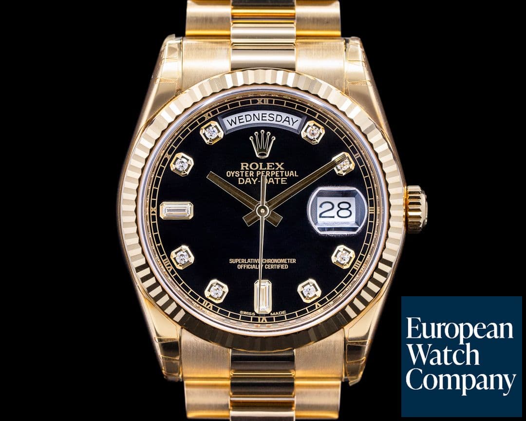 Image of Rolex Day Date President 118238 Black Diamond Dial 18K Yellow Gold 