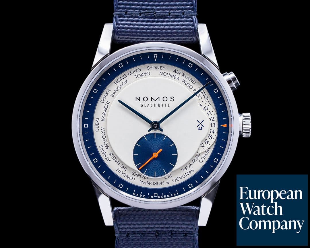 Image of Nomos Zurich "Hague Blue" Dial World Timer SS LE
