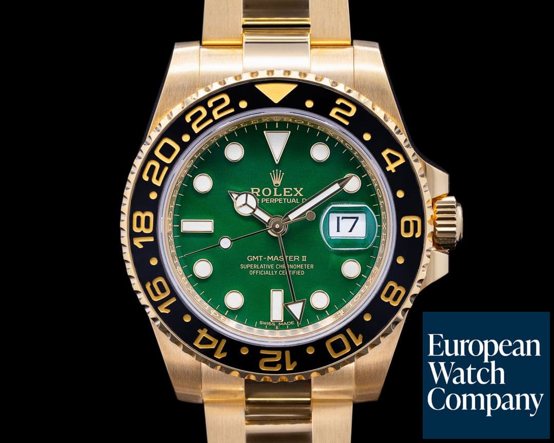 Image of Rolex GMT Master II 116718 Green Dial 18K Yellow Gold / Bracelet