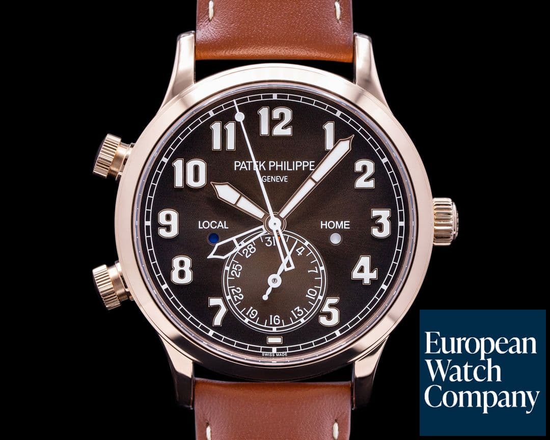 Image of Patek Philippe Calatrava 5524R Pilot Travel Time 18k Rose Gold