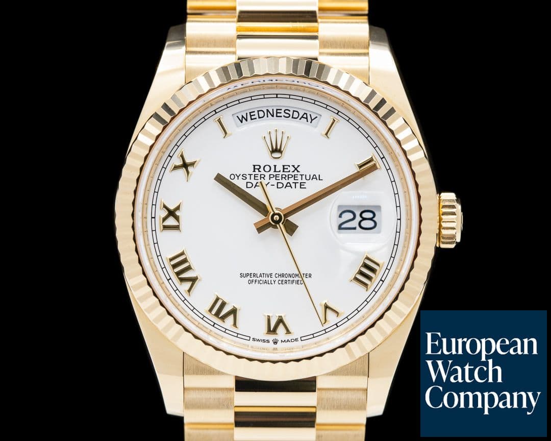 Image of Rolex Day Date President 128238 18K Yellow Gold White Roman Dial