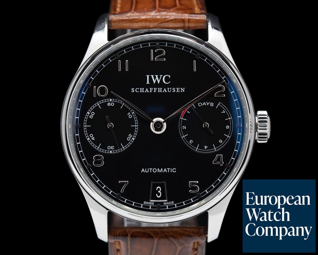 Image of IWC Portuguese 7 Day Automatic SS Black Dial