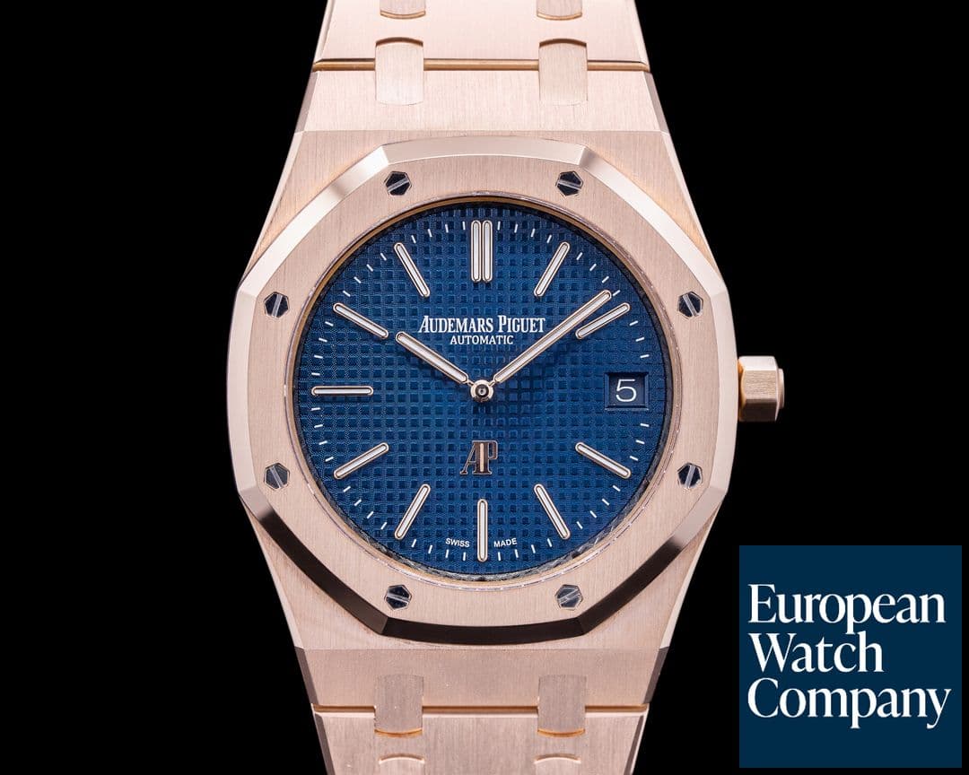 Image of Audemars Piguet Royal Oak Jumbo 15202 18K Rose Gold / Blue Dial 