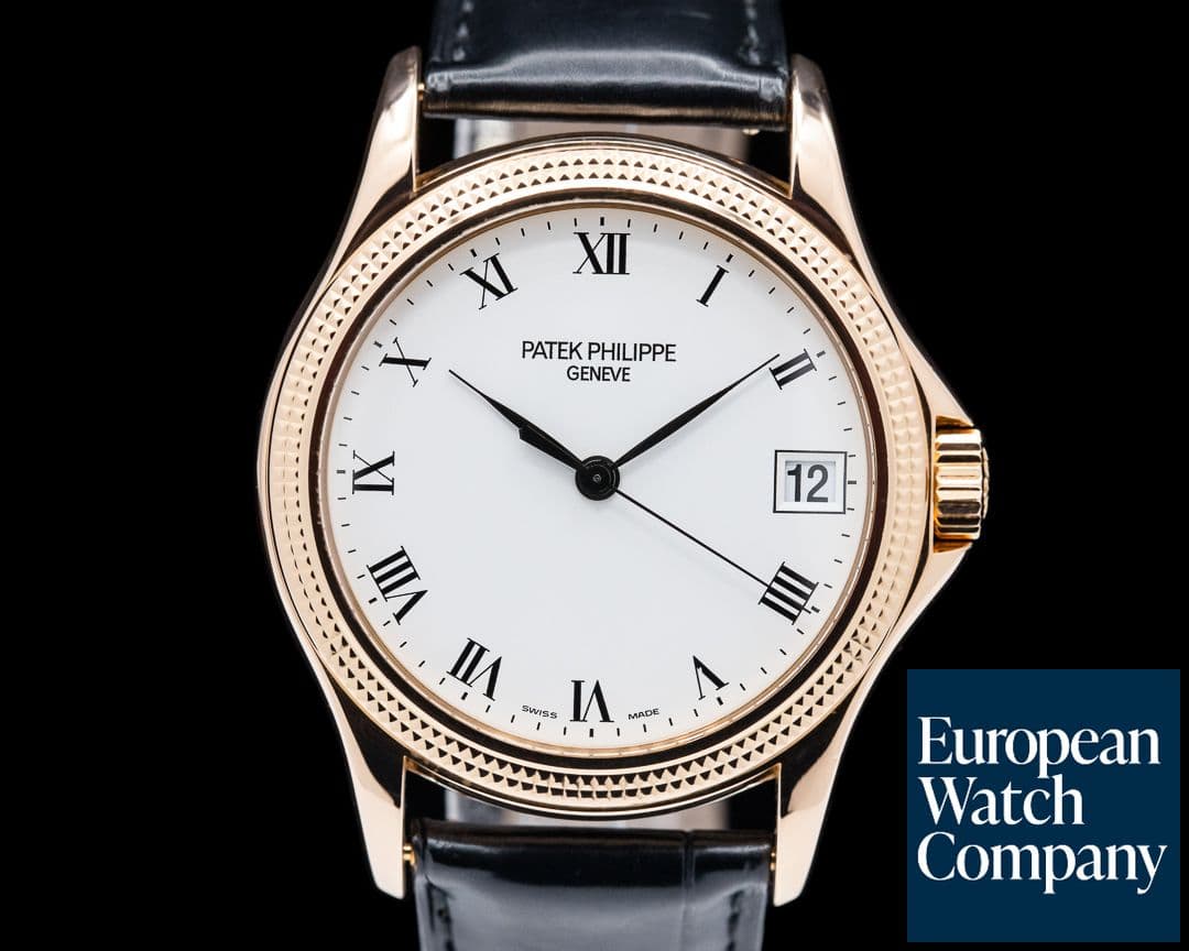 Image of Patek Philippe Calatrava 18K Rose Gold White Roman Hobnail