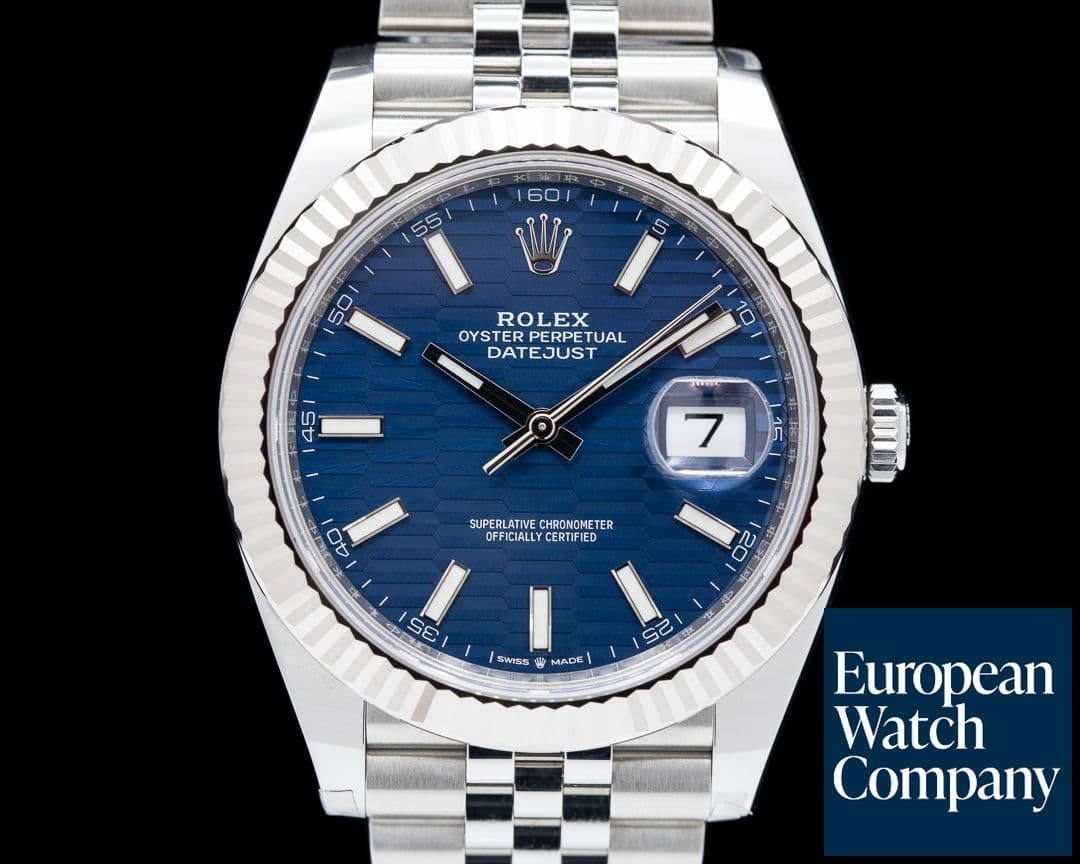 Image of Rolex Datejust 41 Blue Stick Motif Dial SS / SS 2022