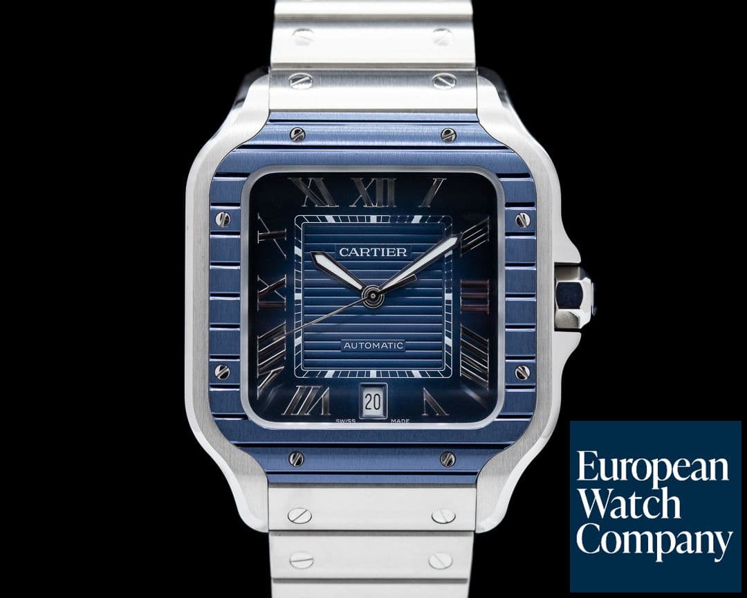 Image of Cartier Santos Large SS / SS Blue Dial Blue Bezel Automatic 2022 UNWORN