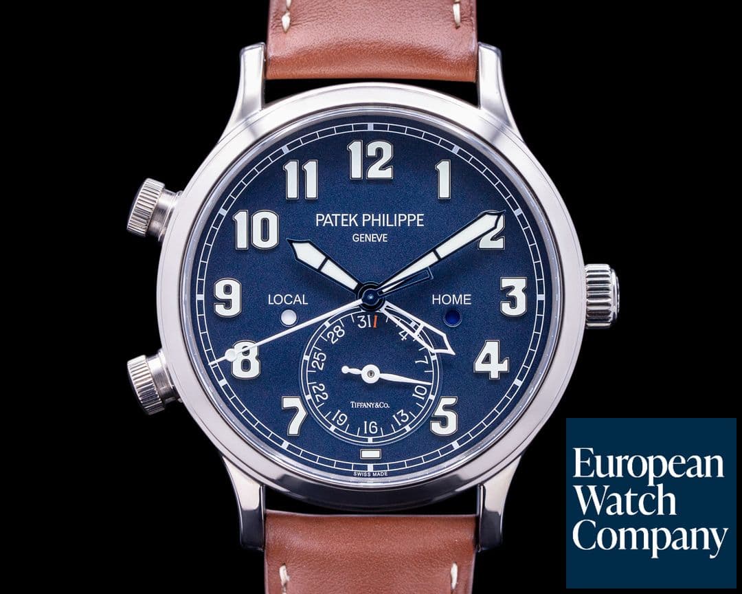 Image of Patek Philippe Calatrava 5524G"TIFFANY" Pilot Travel Time 18k White Gold