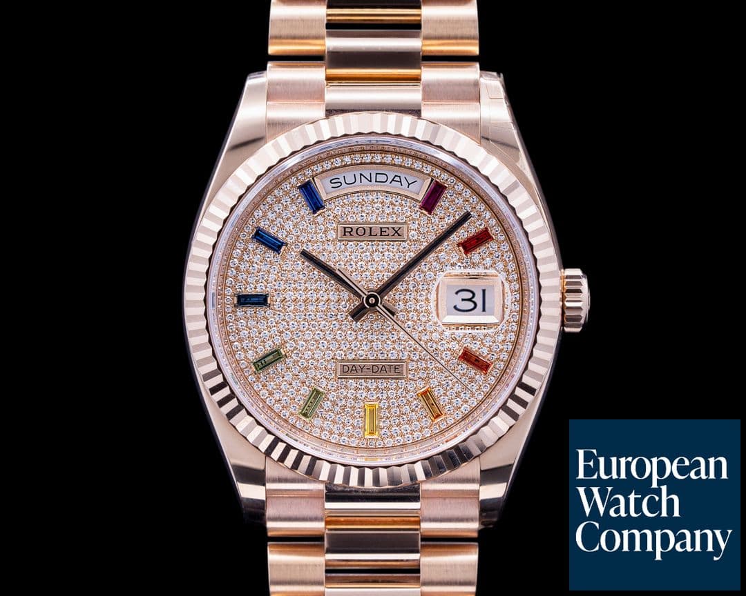 Image of Rolex Day Date President 36MM 128235 RAINBOW 18K Rose Gold  