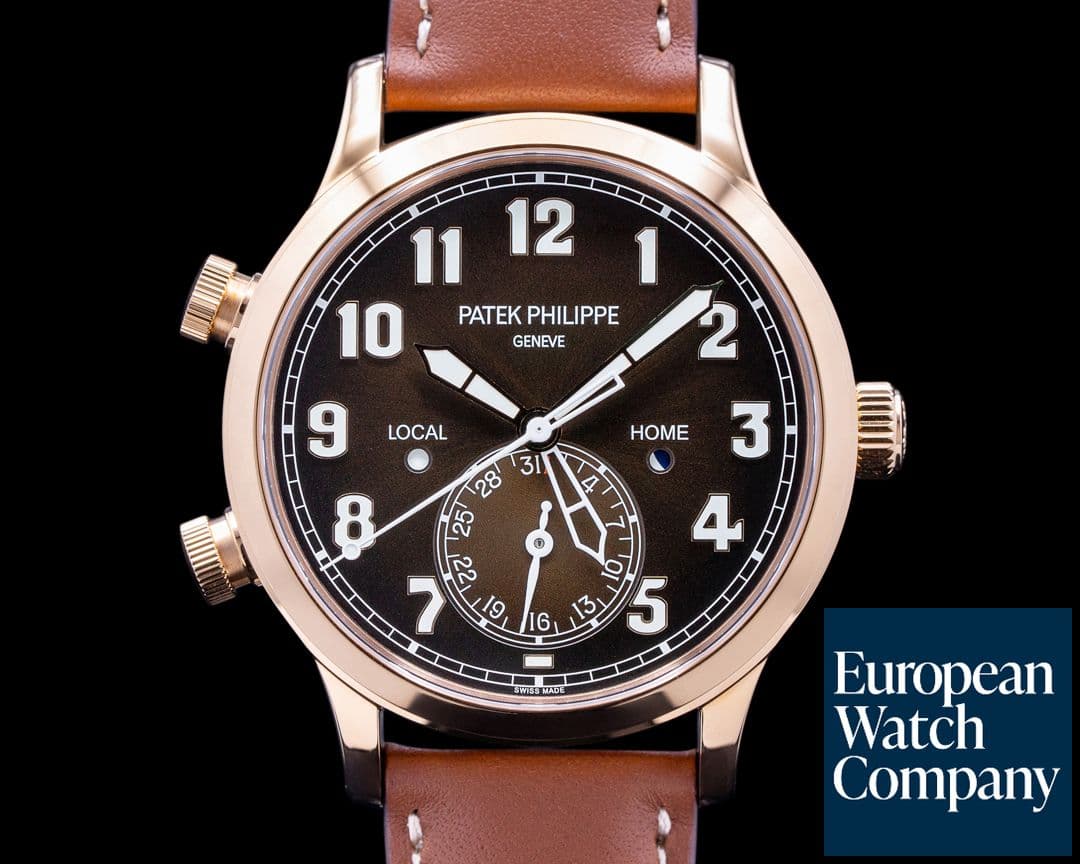 Image of Patek Philippe Calatrava 5524R Pilot Travel Time 18k Rose Gold