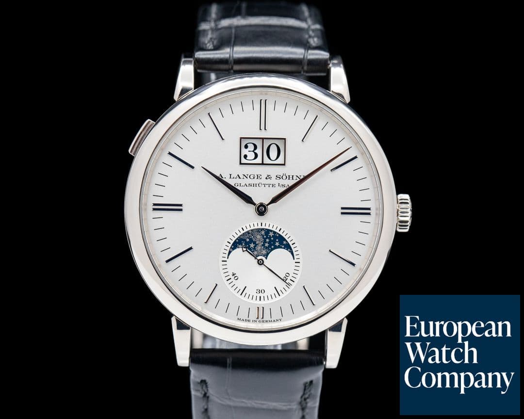 Image of A. Lange and Sohne Saxonia Moon Phase Automatik 18K White Gold / Silver Dial 