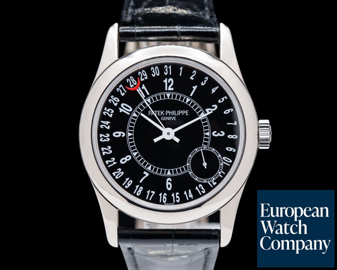 Image of Patek Philippe Calatrava 6000G Black Dial 18K White Gold / Deployant
