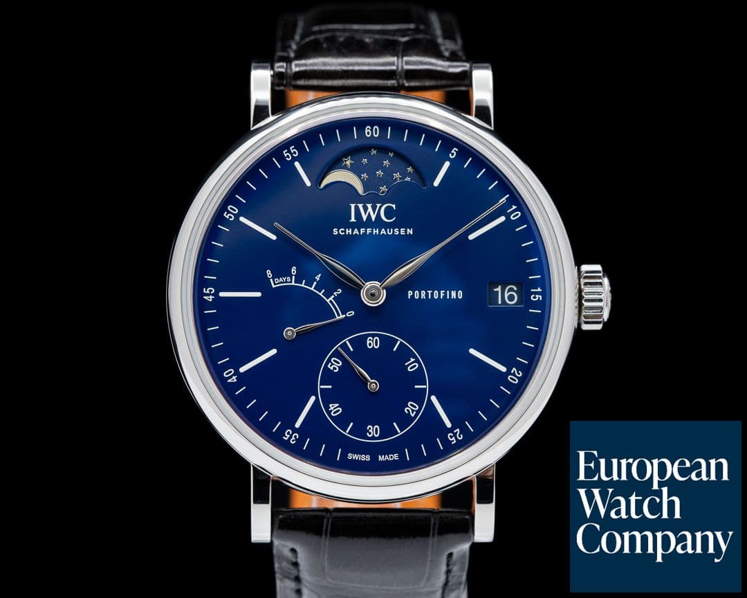 Image of IWC Portofino Hand Wound Eight Days SS Blue Dial 150 Years LIMITED