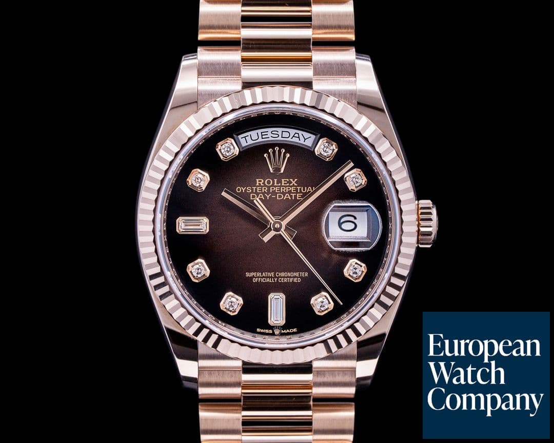 Image of Rolex Day Date President 128235 "Brown Ombre" Fume Diamond Dial 