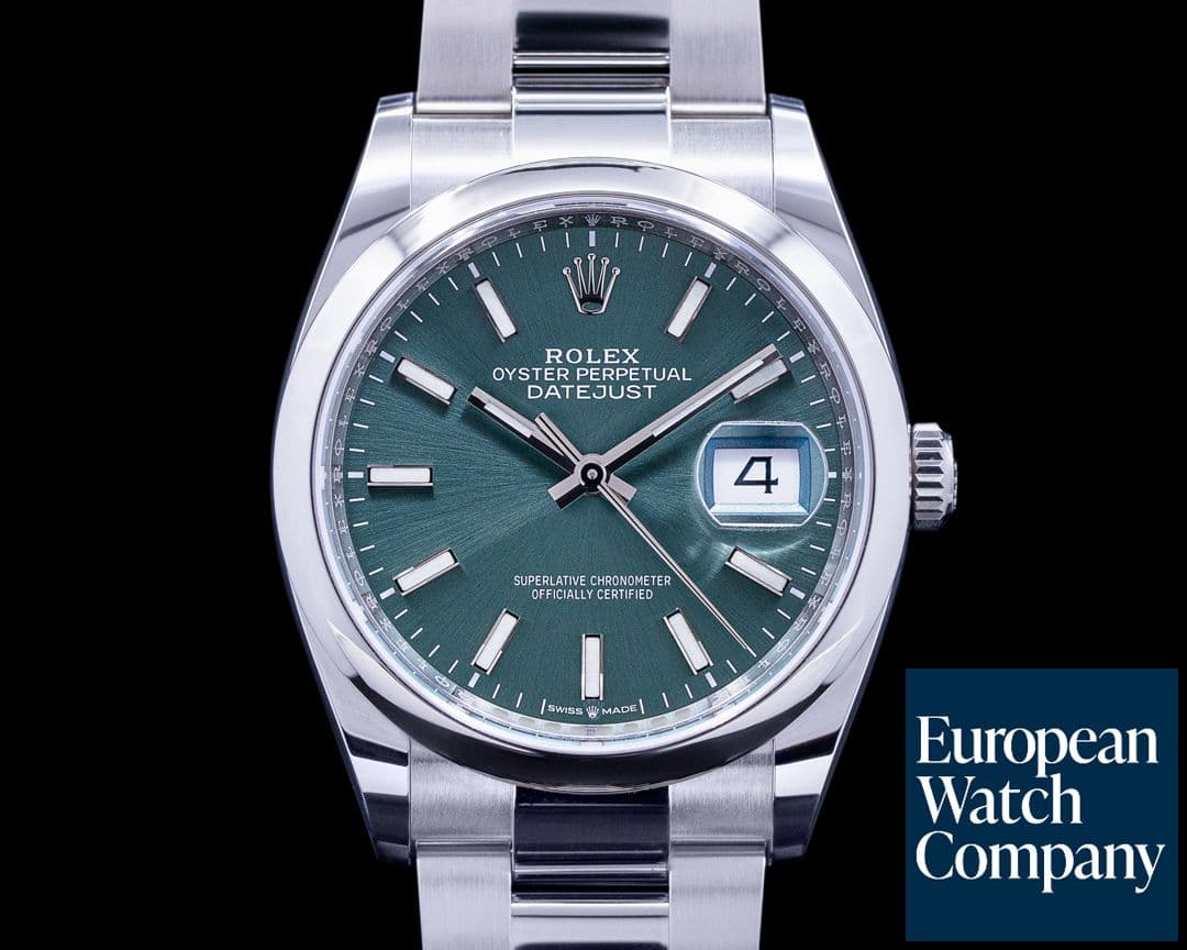 Image of Rolex Datejust 126200 Mint Green Stick Dial / Oyster Bracelet 2022 UNWORN