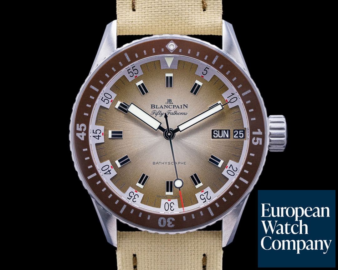 Image of Blancpain Fifty Fathoms Bathyscaphe Day Date Desert Edition LE UNWORN