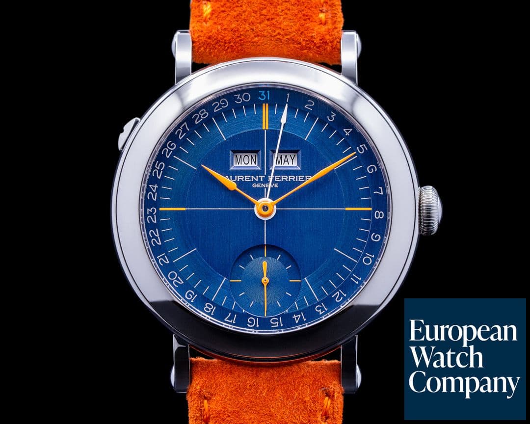 Image of Laurent Ferrier Galet Annual Calendar Montre Ecole Navy Serie Atelier II SS 