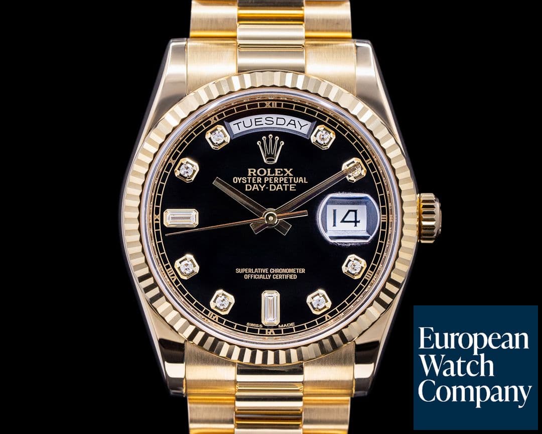 Image of Rolex Day Date President 118238 Black Diamond Dial 18K Yellow Gold 