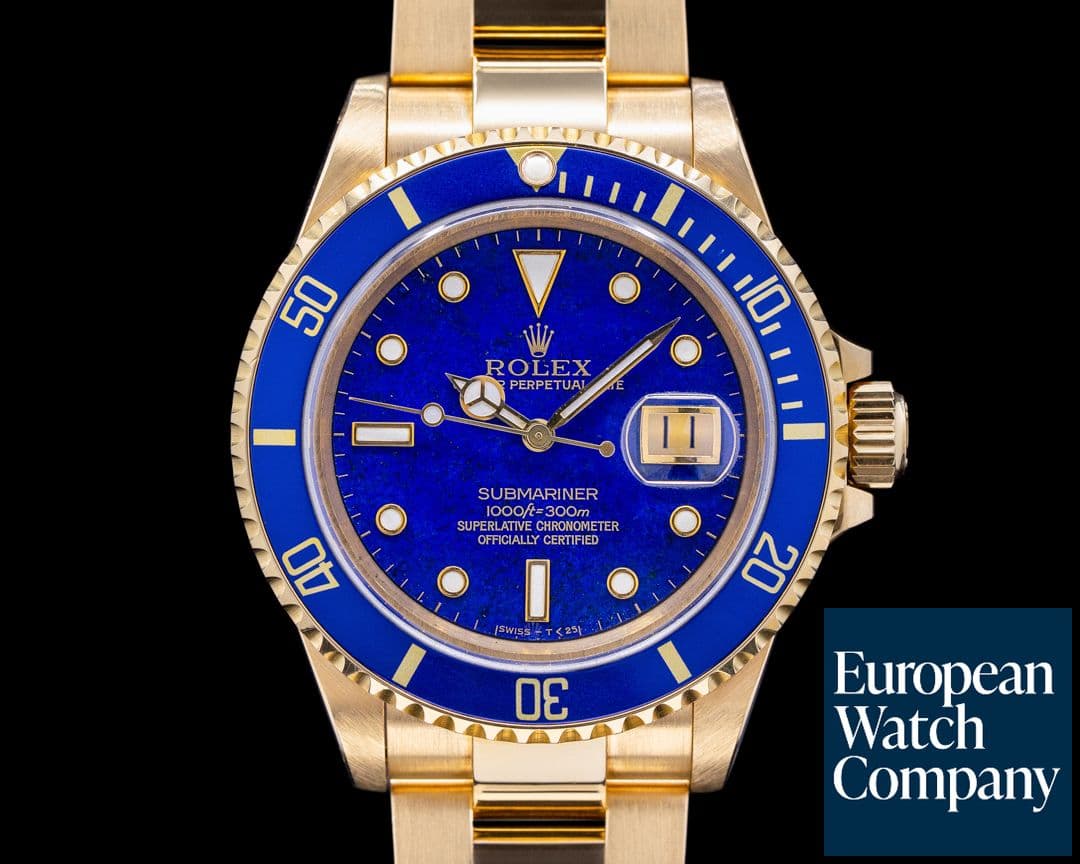 Image of Rolex Rolex Submariner 16618 LAPIS LAZULI 18K Yellow Gold 