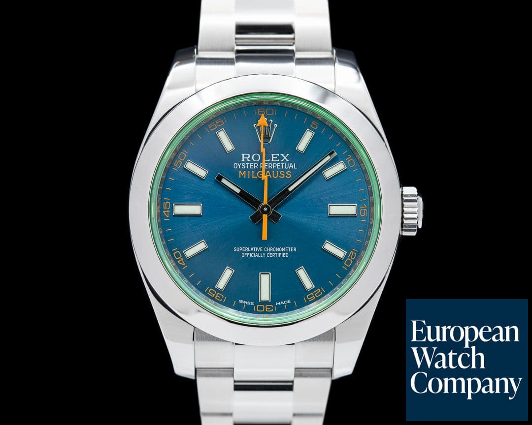 Image of Rolex Milgauss Blue Dial Green Crystal