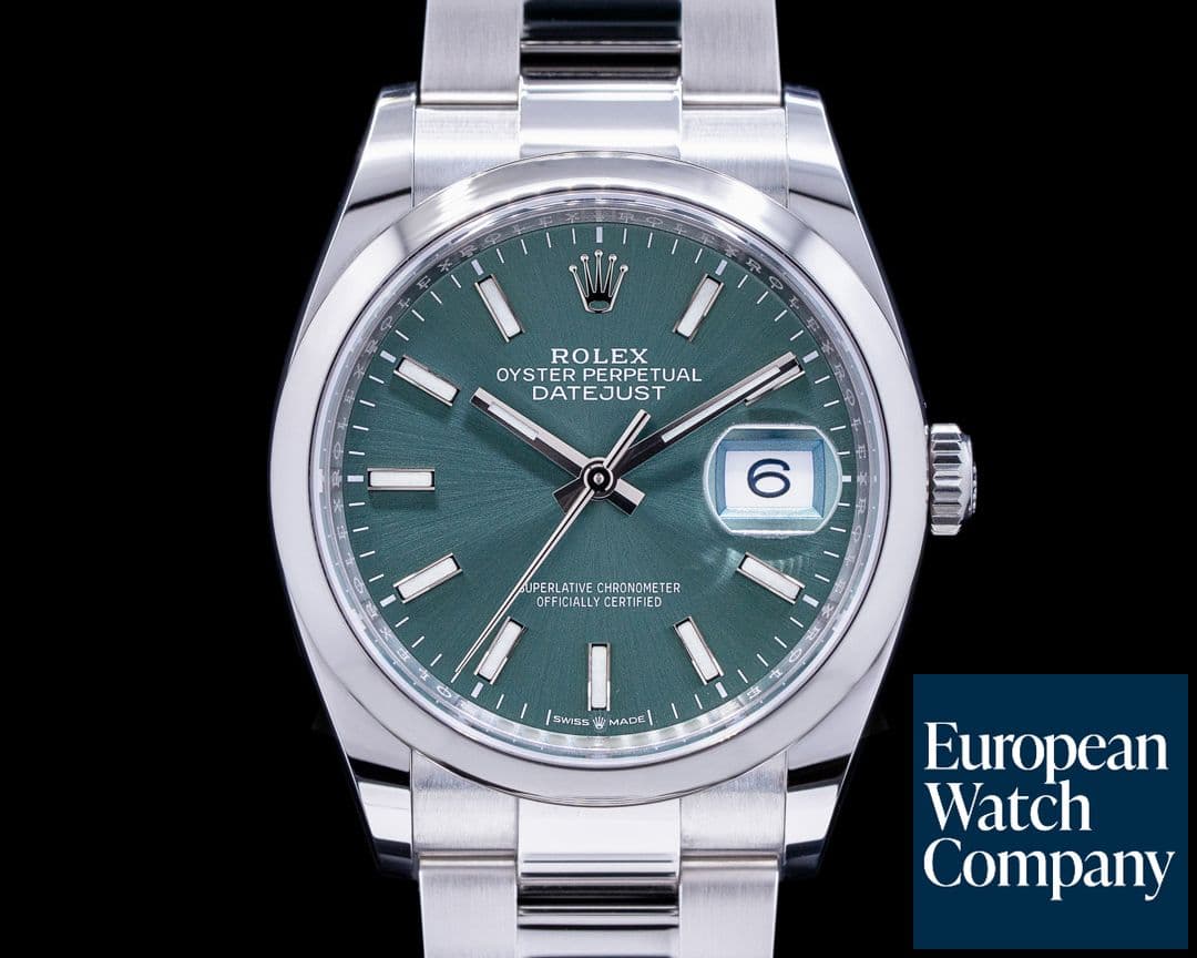 Image of Rolex Datejust 126200 Mint Green Stick Dial / Oyster Bracelet 2022 UNWORN