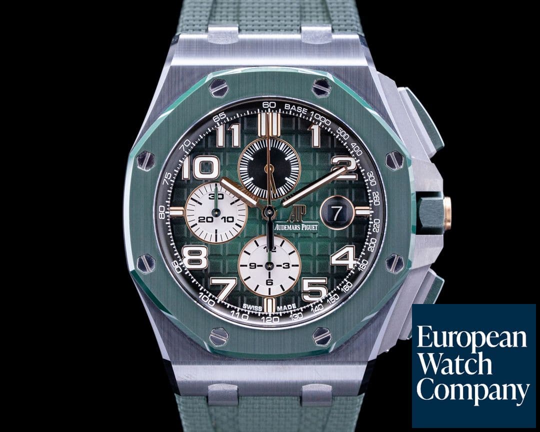 Image of Audemars Piguet Royal Oak Offshore 26405CE Green and Black Ceramic / Rubber 
